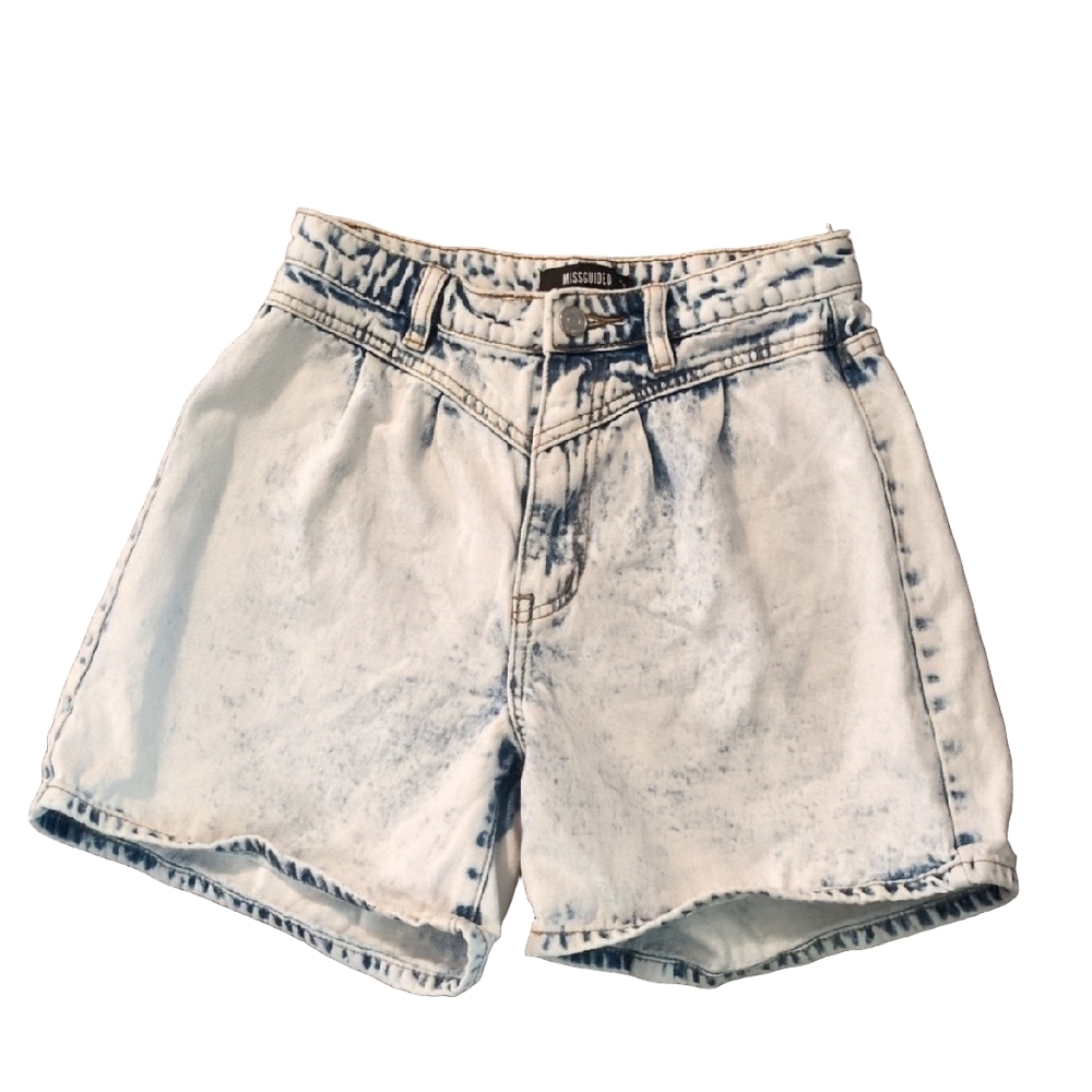 Missguided Acid Wash Blue Denim Shorts Size 4